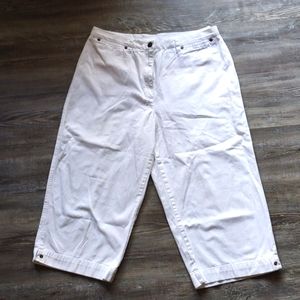 Jones New York Sport Casual Pants Flat Front Stretch white Petite 14p